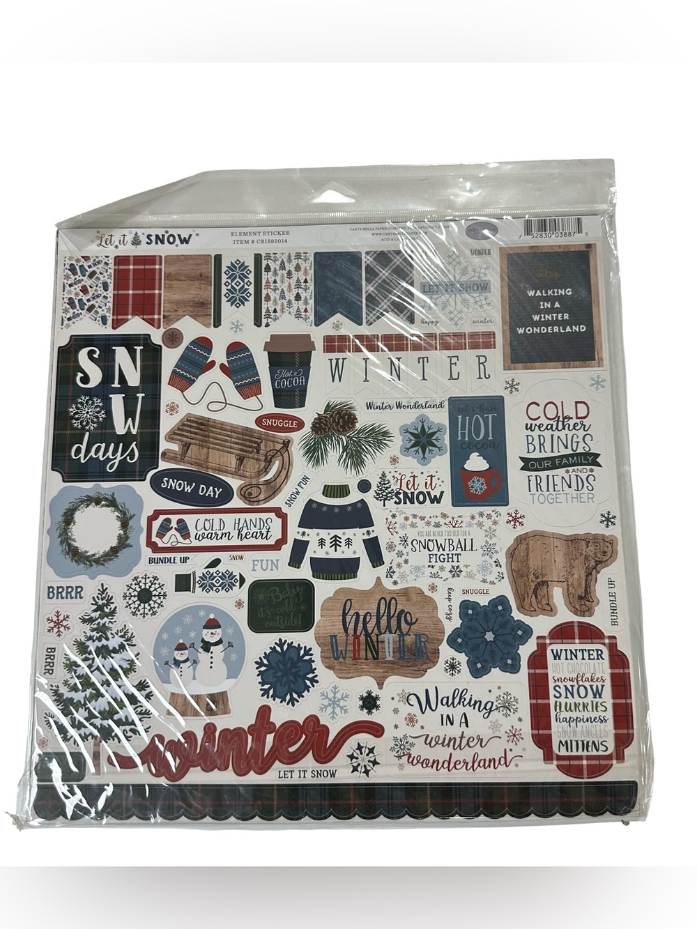 Carta Bella Let It Snow 12x12 Scrapbook Paper Kit Winter Holiday CBLS88016 New